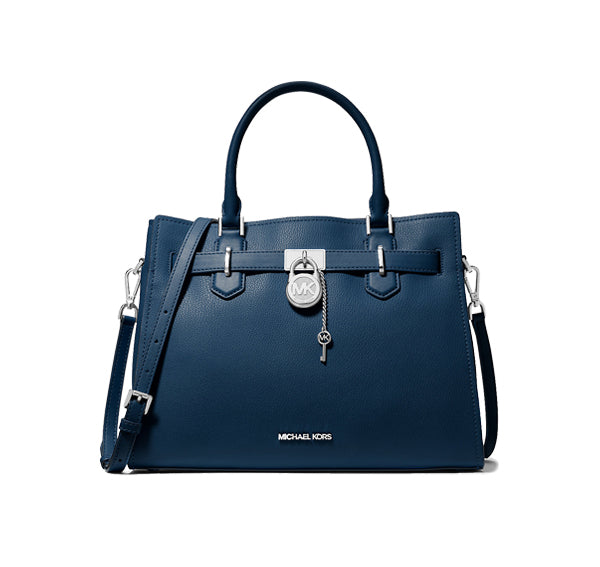 Michael Kors Women's Hamilton Medium Leather Satchel Navy