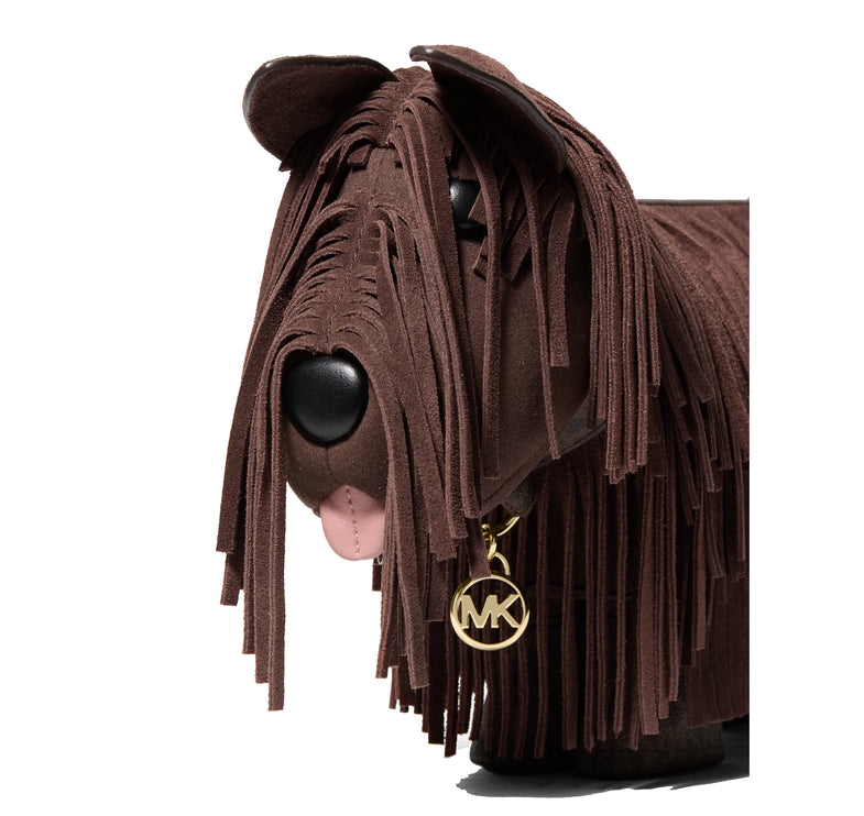 Michael Kors Women's Scottie Dog Small Suede Shoulder Bag Nutmeg