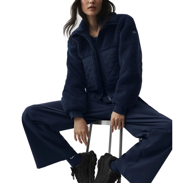 alo Women's Sherpa Edge Bomber Navy