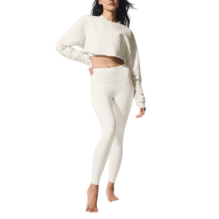 alo Women's Extreme Cropped Pullover Ivory