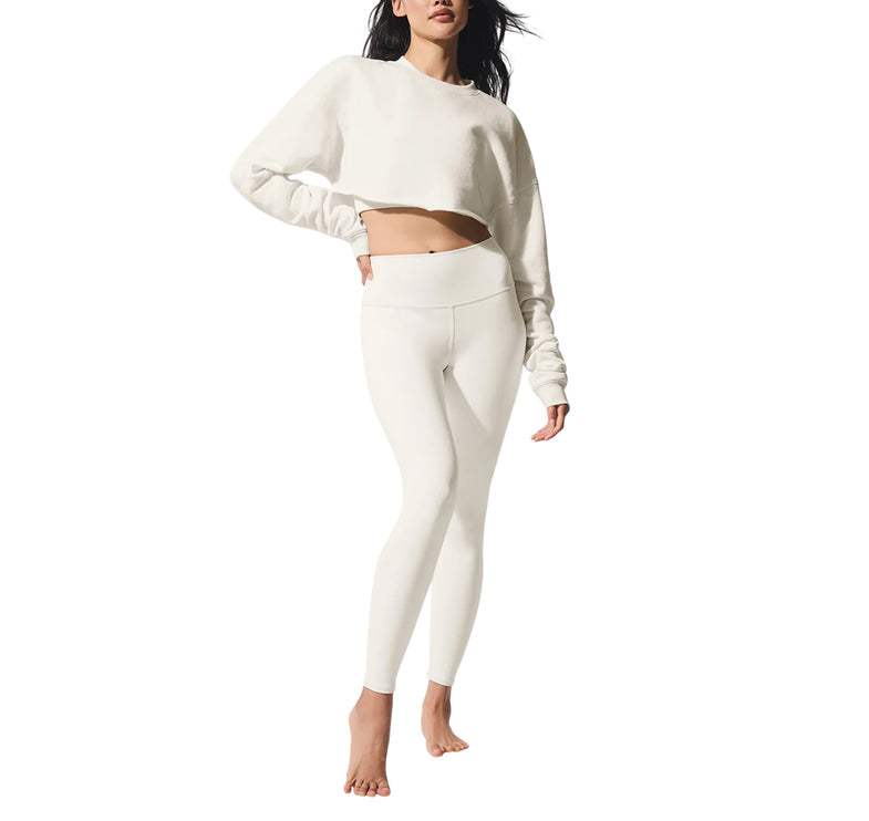 alo Women's Extreme Cropped Pullover Ivory