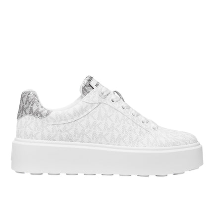 Michael Kors Women's Romey Metallic Two Tone Signature Logo Platform Sneaker Bright White
