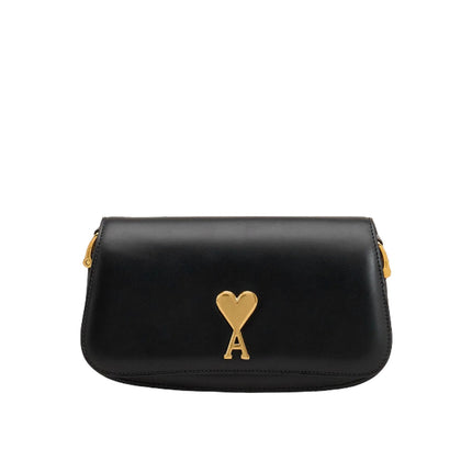 AMI Alexandre Mattiussi Leather Paris Paris Shoulder Bag Black