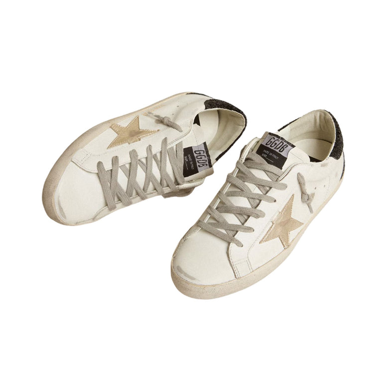 Golden Goose Women's Super Star Sneakers with Gold Star and Black Glitter