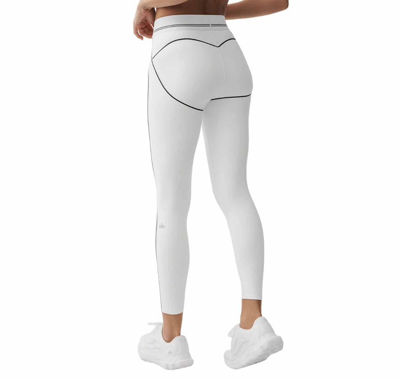 alo Women's Airbrush High-Waist 7/8 Heart Throb Legging White/Black
