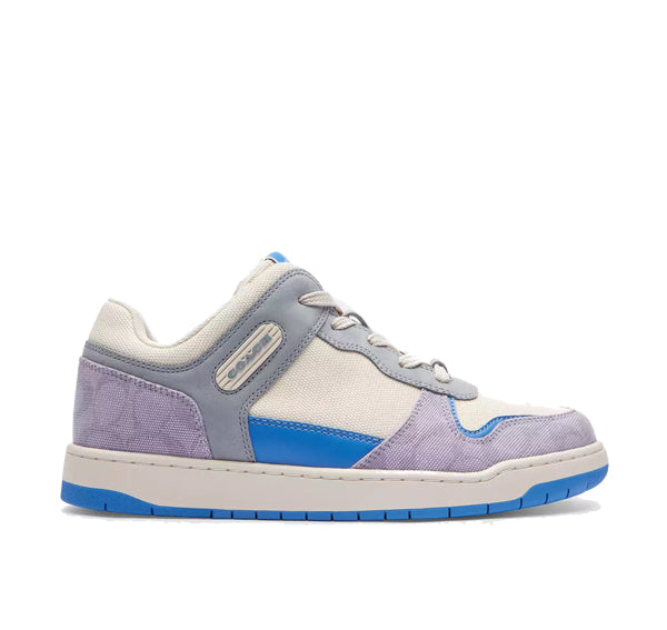 Coach Women's C201 Low Top Sneaker In Signature Canvas Chalk/Soft Purple