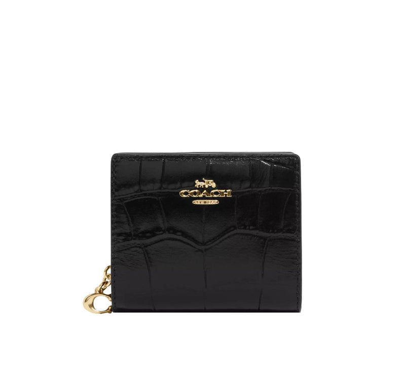 Coach Women's Snap Wallet Croc Gold/Black