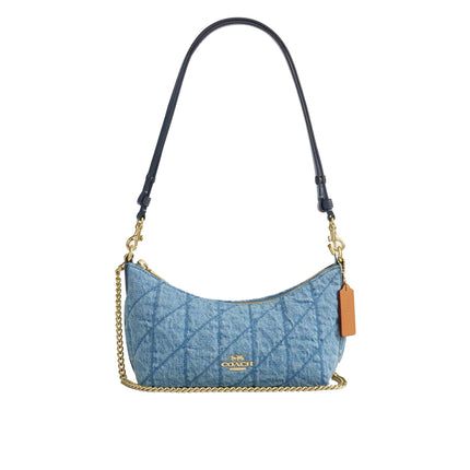 Coach Women's Caitlin Shoulder Bag With Quilting Gold/Indigo