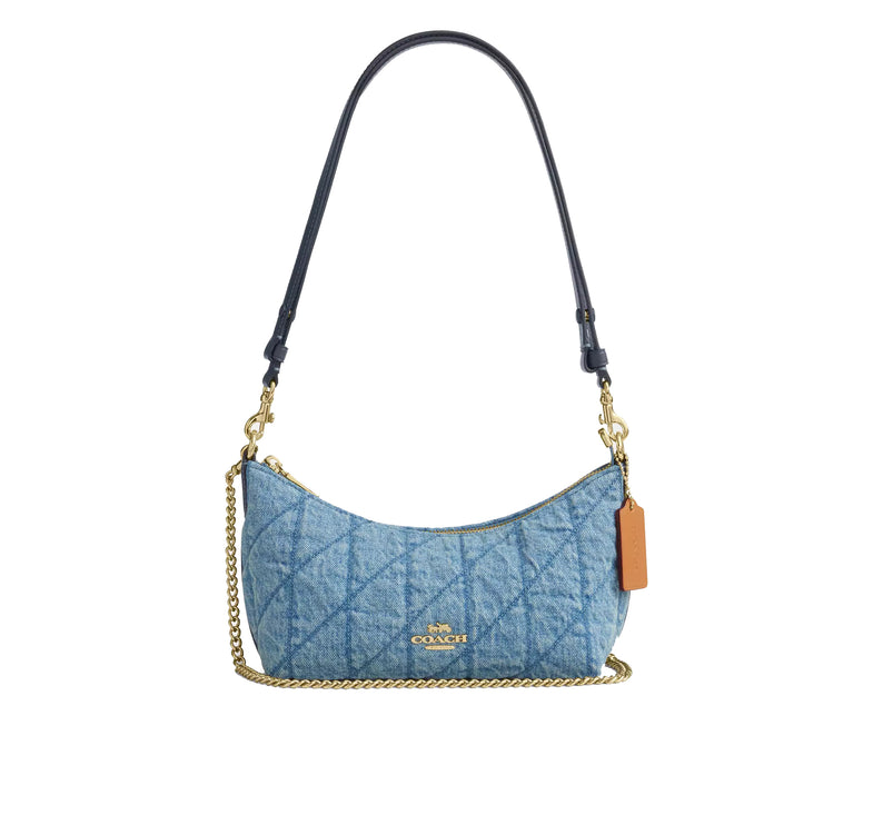 Coach Women's Caitlin Shoulder Bag With Quilting Gold/Indigo