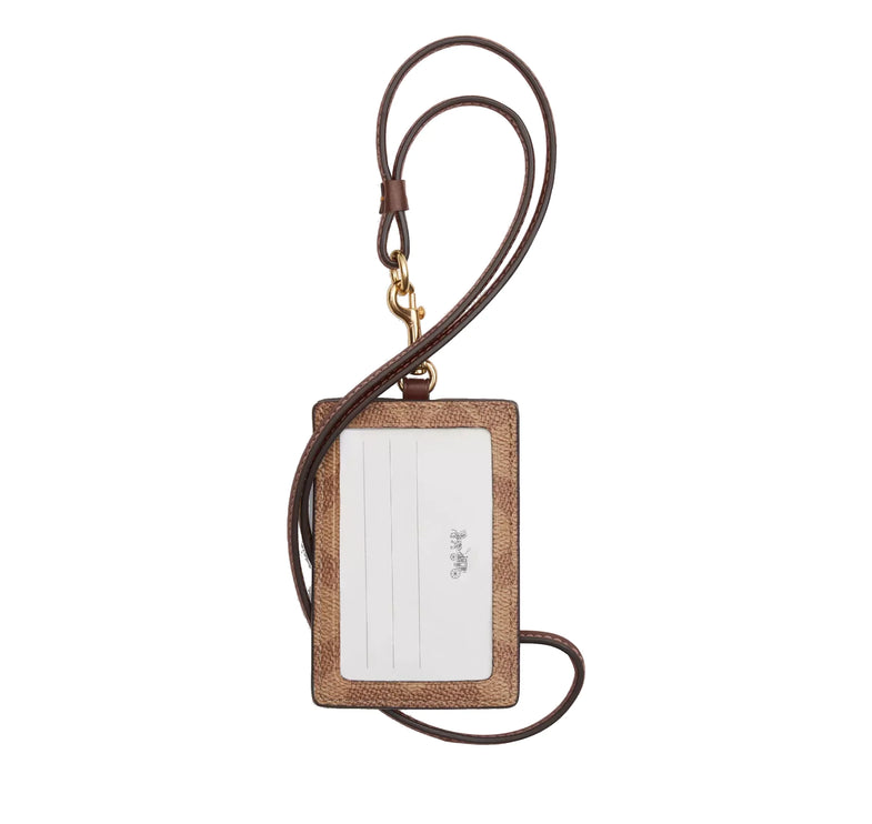 Coach Women's Id Lanyard In Signaure Canvas Gold/Tan/Brown