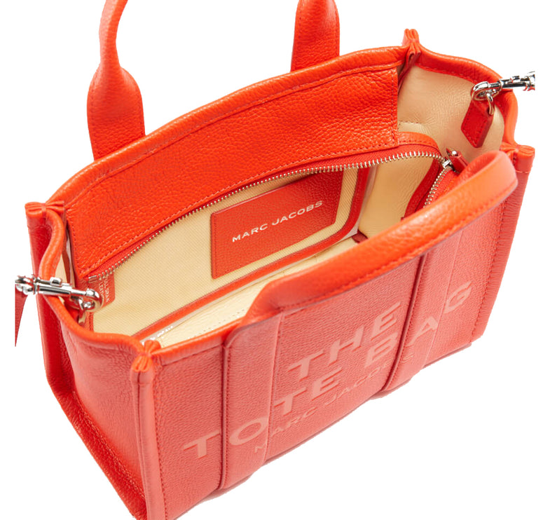 Marc Jacobs Women's The Leather Small Tote Bag Electric Orange