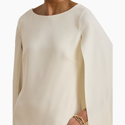 Polo Ralph Lauren Women's Cape Georgette Cocktail Dress Mascarpone Cream