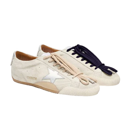 Golden Goose Women's True Star in Light Gray Suede with Metallic Slver Star