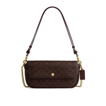 Coach Women's Brook Flap Chain Bag In Signature Canvas Brass/Maple