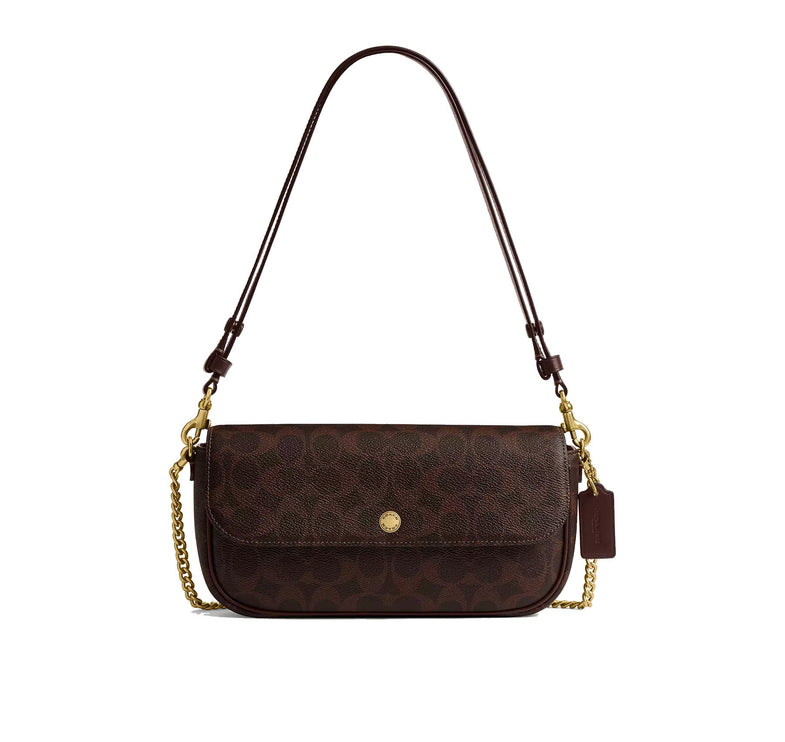 Coach Women's Brook Flap Chain Bag In Signature Canvas Brass/Maple