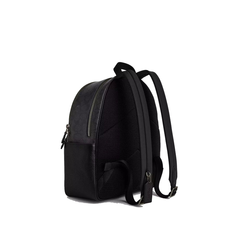 Coach Women's Court Backpack In Signature Canvas Gunmetal/Charcoal/Black