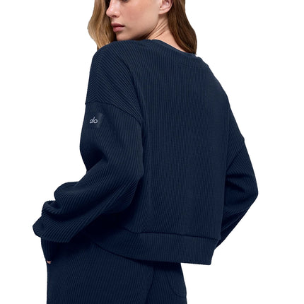 alo Women's Muse Crew Neck Pullover Navy