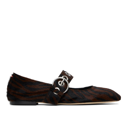 AEYDE Women's Uma Eyelet Zebra Ponyhair Moka Flats Moka