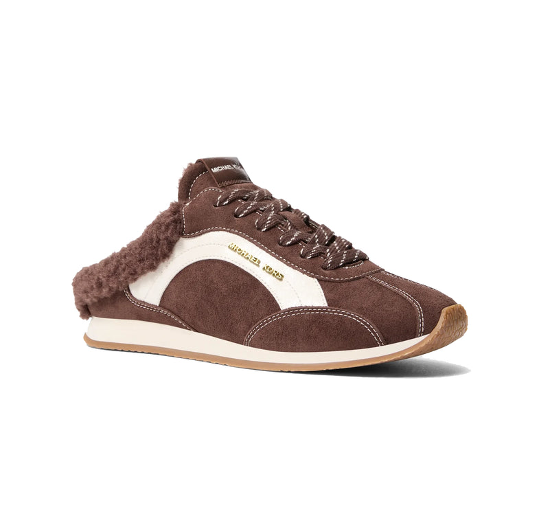 Michael Kors Women's Avi Faux Shearling Trim Slip-On Sneaker Nutmeg