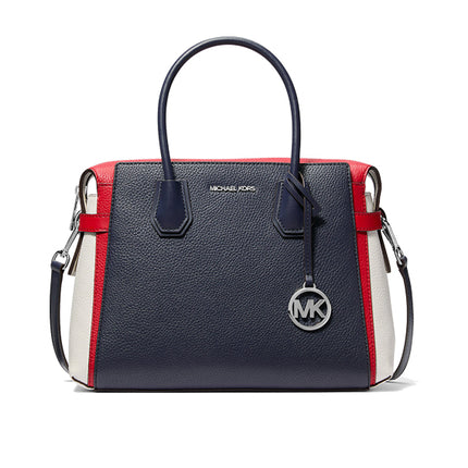 Michael Kors Women's Mercer Medium Color-Block Belted Satchel Bright Red Multi