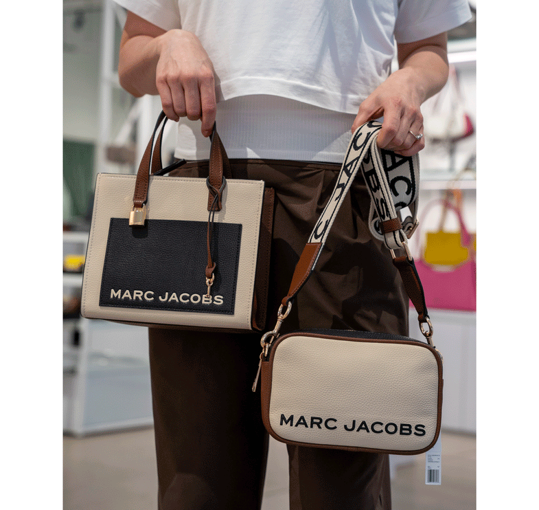 Marc Jacobs Women's Mini Grind Colorblock Leather Tote Sand Shell