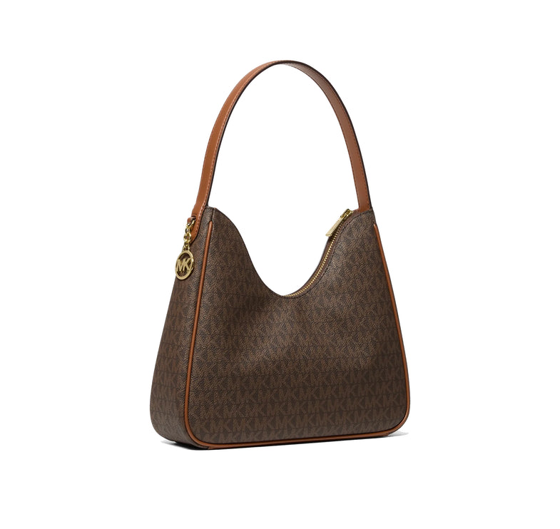Michael Kors Women's Nayla Small Signature Logo Hobo Shoulder Bag Brown