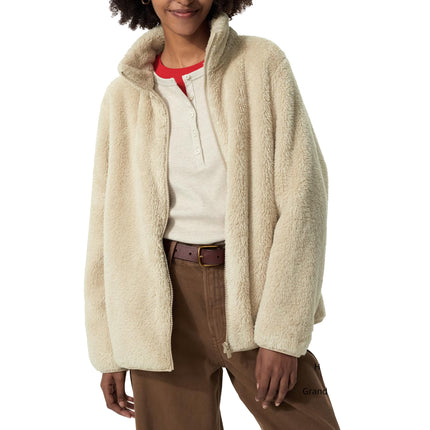 Uniqlo Women's Fluffy Yarn Fleece Full-Zip Jacket 30 Natural