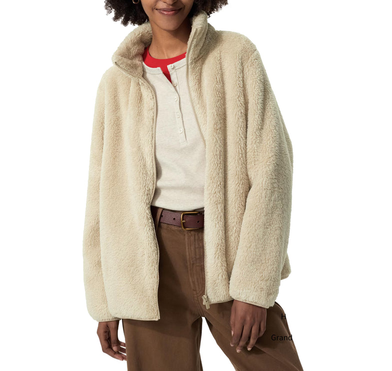 Uniqlo Women's Fluffy Yarn Fleece Full-Zip Jacket 30 Natural