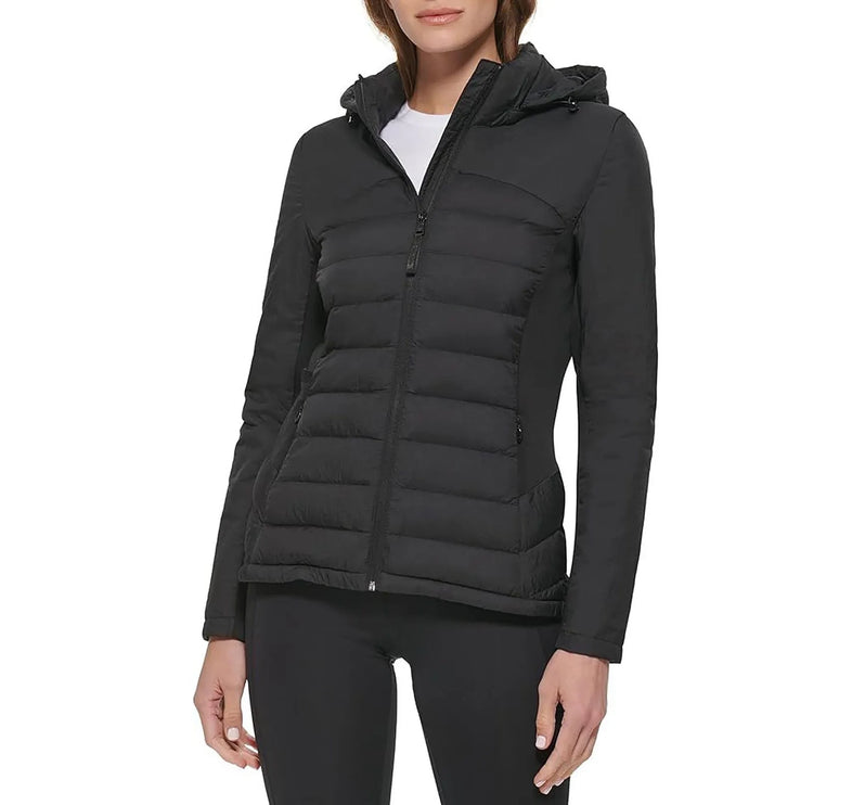Calvin Klein Women's Lightweight Mixed-Material Jacket Black - Hemen Kargoda