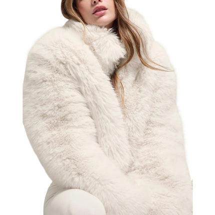 alo Women's Opulent Faux Fur Cropped Jacket Ivory