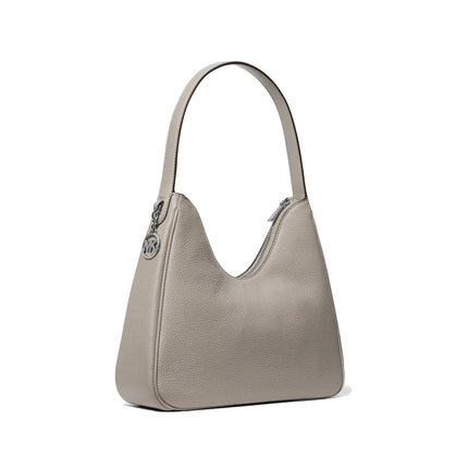 Michael Kors Women's Nayla Small Pebbled Leather Hobo Shoulder Bag Pearl Grey