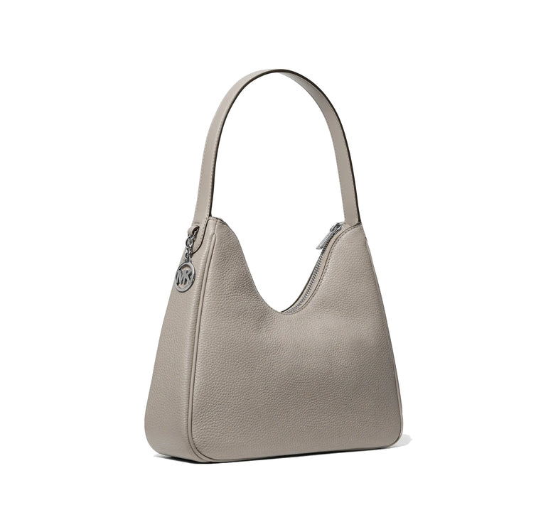 Michael Kors Women's Nayla Small Pebbled Leather Hobo Shoulder Bag Pearl Grey