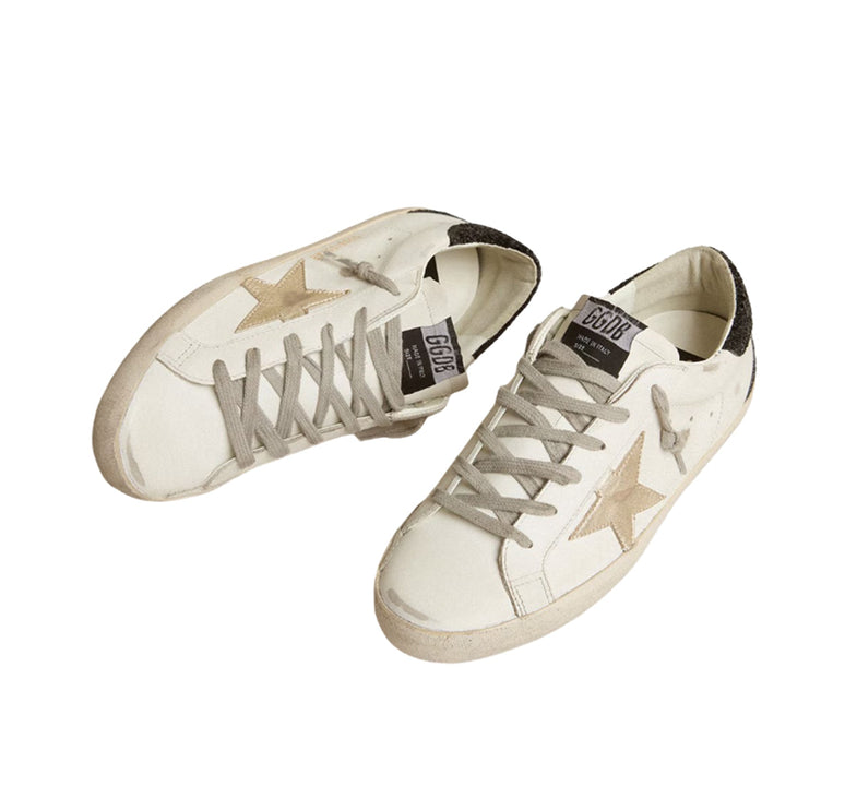 Golden Goose Women's Super Star Sneakers with Gold Star and Black Glitter