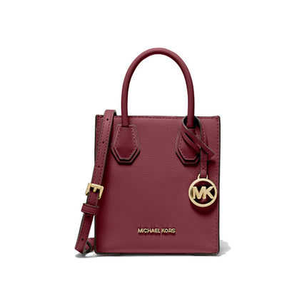 Michael Kors Women's Mercer Extra Small Pebbled Leather Crossbody Bag Oxblood