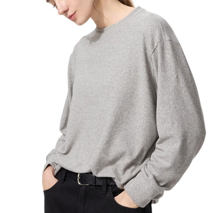 Uniqlo Women's Soft Knitted Fleece Crew Neck T-Shirt 03 Gray