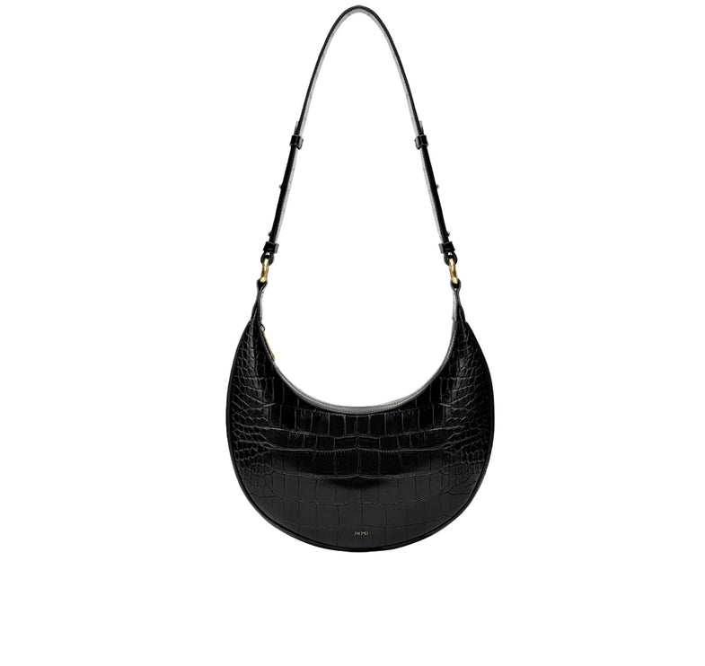 JW PEI Women's Carly Saddle Bag Black Croc