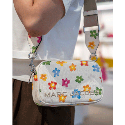 Marc Jacobs Women's Flash Leather Floral Print Crossbody Bag Marshmallow