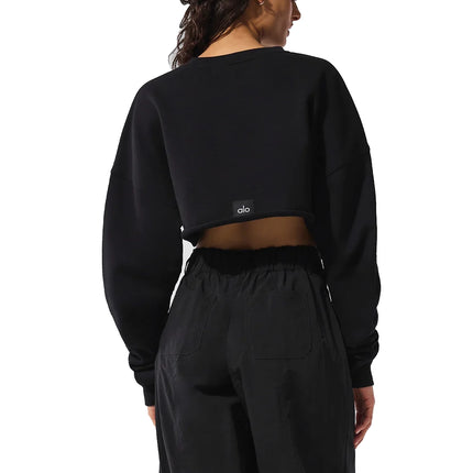 alo Women's Extreme Cropped Pullover Black