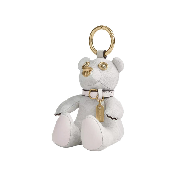 Coach Women's Collectible Bear Bag Charm In Signature Canvas Gold/White/Chalk