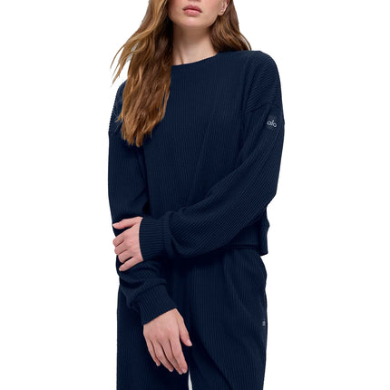 alo Women's Muse Crew Neck Pullover Navy