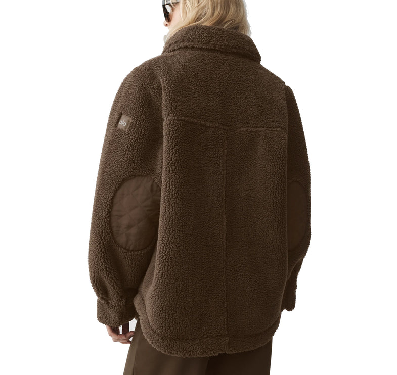 alo Women's Sherpa Edge Shacket Espresso