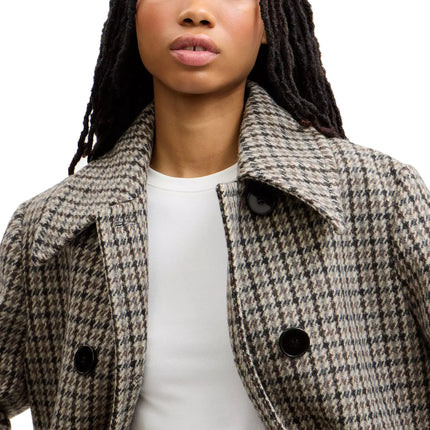 COACH Women's Houndstooth Wool Coat Black/White Multi