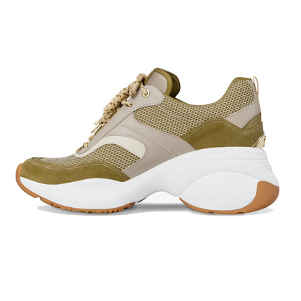 Michael Kors Women's Kaia Mixed-Media Trainer Oregano Multi