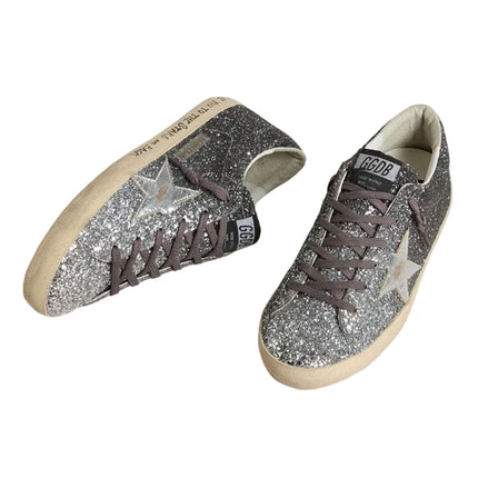 Golden Goose Women's Super Star with Glitter Upper and Silver Metallic Leather Star
