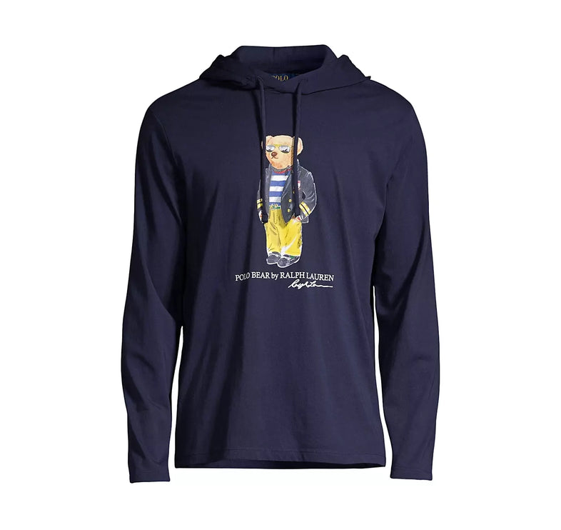 Polo Ralph Lauren Men's Polo Bear Hooded Long Sleeve T-Shirt Navy - Hemen Kargoda