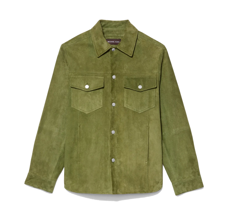 Michael Kors Men's Suede Shirt Jacket Evergreen