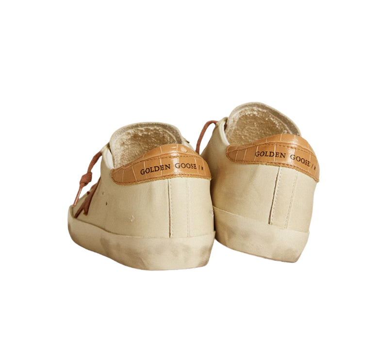 Golden Goose Women's Super Star with Leather Star and Crocodile Print Leather Heel Tab