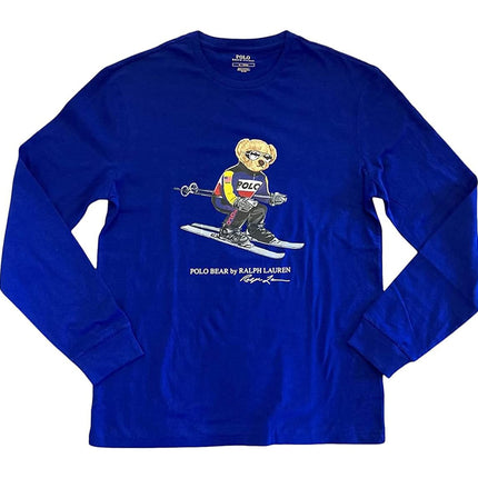 Polo Ralph Lauren Men's Ski Polo Bear Long Sleeve Tee Blue - Hemen Kargoda