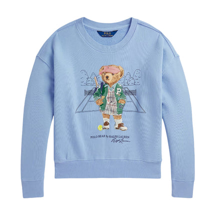 Polo Ralph Lauren Girl's Polo Bear Terry Sweatshirt Chambray Blue