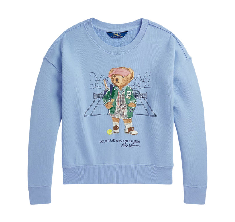 Polo Ralph Lauren Girl's Polo Bear Terry Sweatshirt Chambray Blue